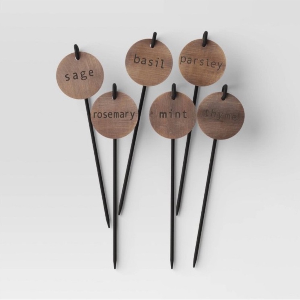 NWT Smith & Hawken 6pc Herb Marker Label Set Copper Metal 8” Holiday Gift